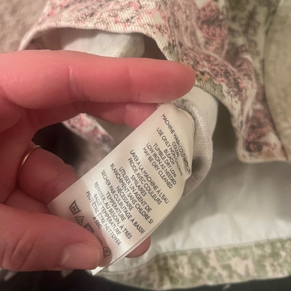 Free People Nadia Moto Jacket Pierced Mix Print Paisley Sage Pink Black - Picture 3 of 12